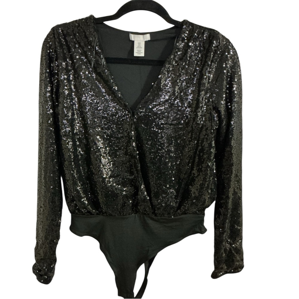 H&M Black Sequin Bodysuit